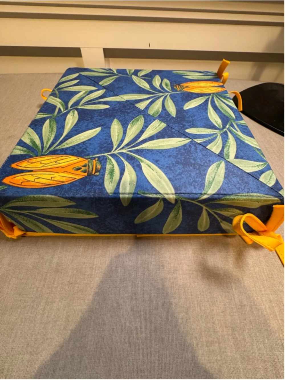 Unbranded Italian Table Bread & Casserole Basket. Blue Yellow Cicada Print
